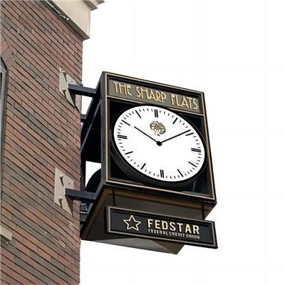 Outdoor Wall Decor Vintage Street Clock Elegant Wrought Iron Mount